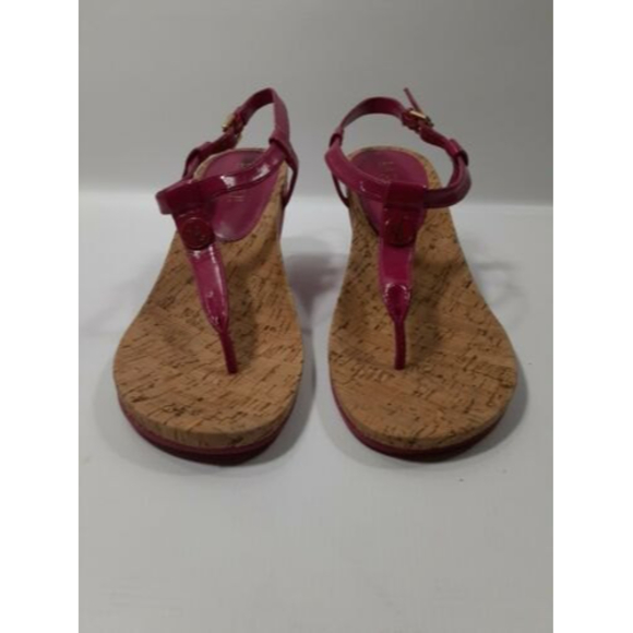 Lauren Ralph Lauren Size 9B Reeta Pink Thong Wedge Heel T-Strap Sandals - Picture 3 of 11